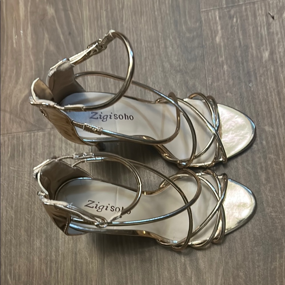 Zigi Soho Metallic Gold Strappy Heels